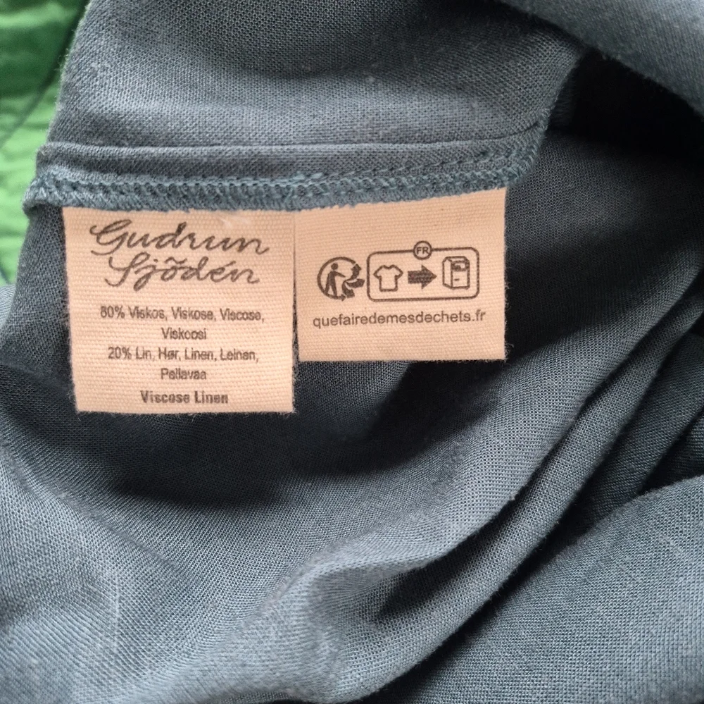 Gudrun Sjoden Teal Wide Leg Linen-Blend Pants - Picture 6 of 6